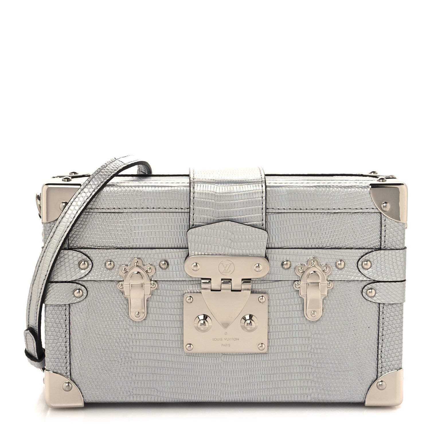 Louis Vuitton Metallic Lizard Petite Malle Silver 1 of 9