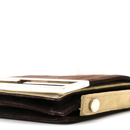 Fendi Suede Bicolor Mini Front Buckle Crossbody Bag Brown 9 of 9