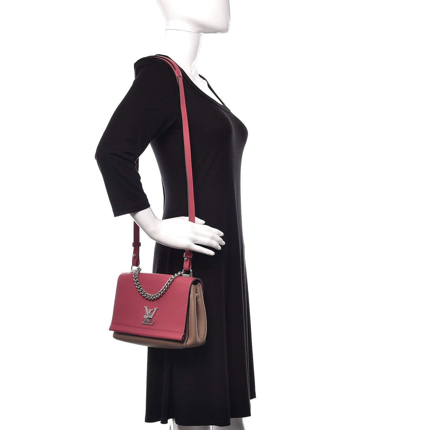 Calfskin Lockme II Chain Bag BB Rose Bruyere