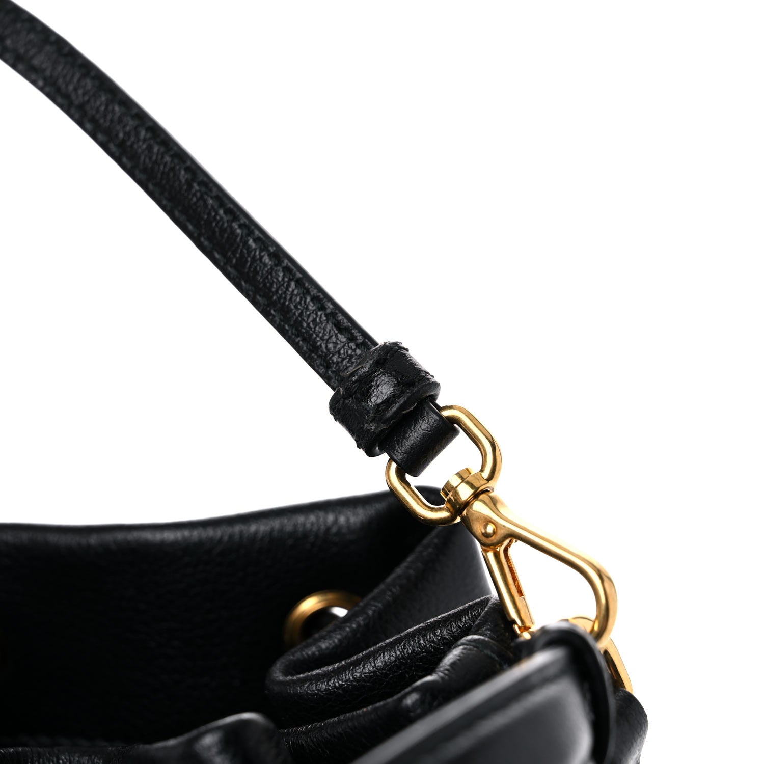 Prada Glace Calfskin Embossed Secchiello Bucket Bag Black 12 of 14