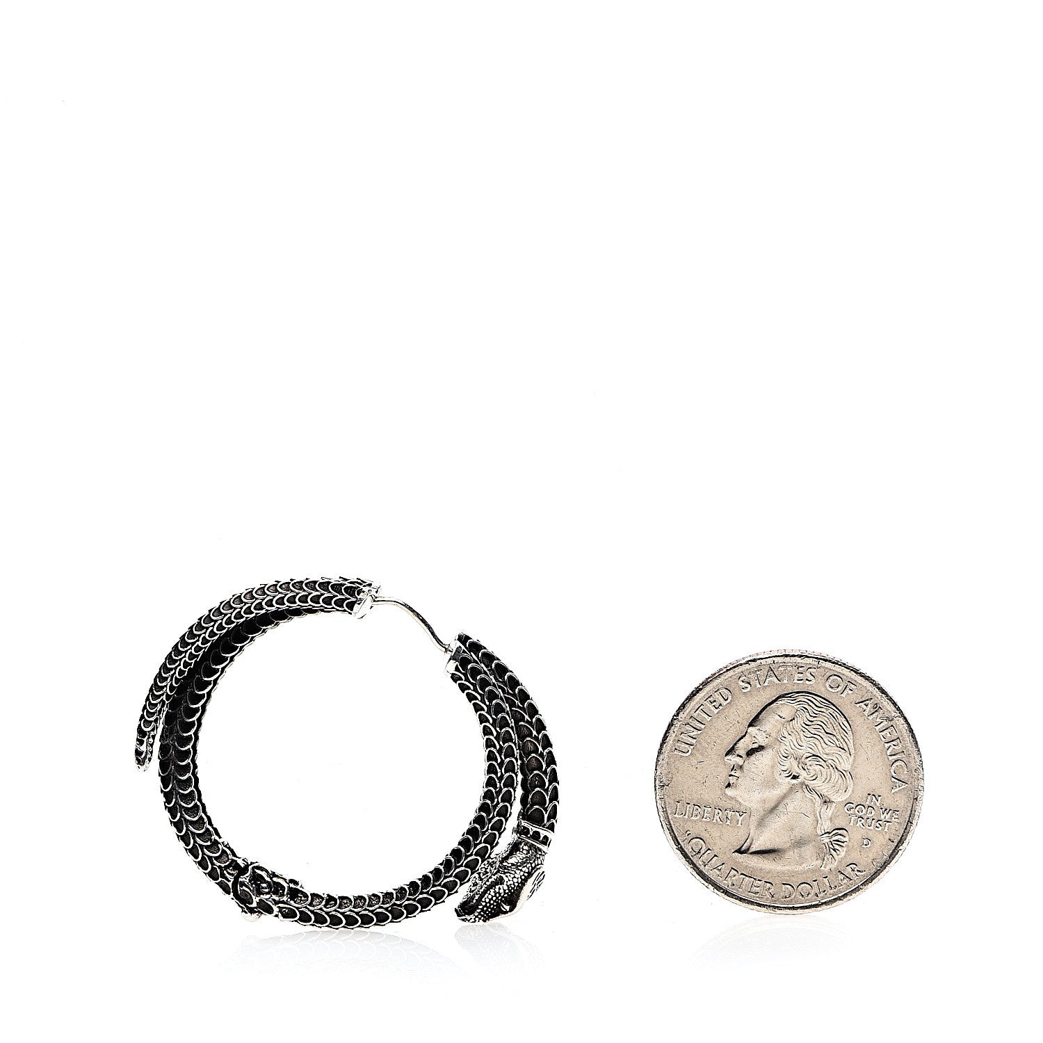 Gucci Sterling Silver Garden Snake Hoop Earrings 2 of 6