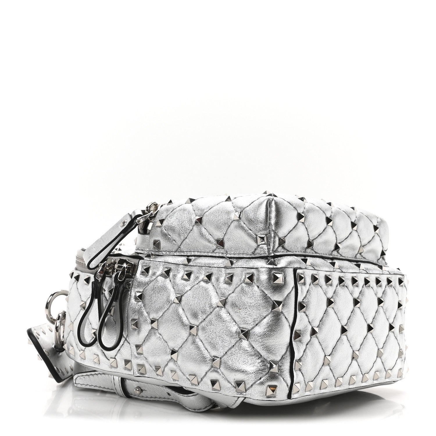 Valentino Garavani Metallic Nappa Mini Rockstud Spike Backpack Silver 4 of 9