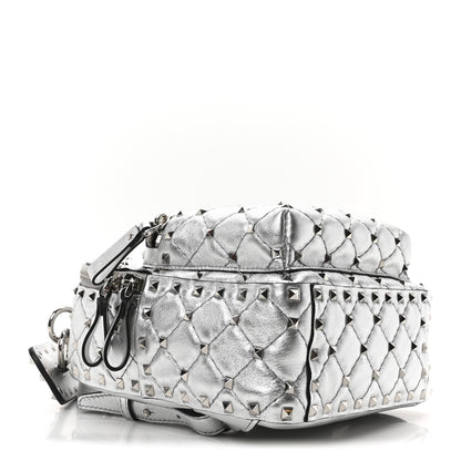 Valentino Garavani Metallic Nappa Mini Rockstud Spike Backpack Silver 4 of 9