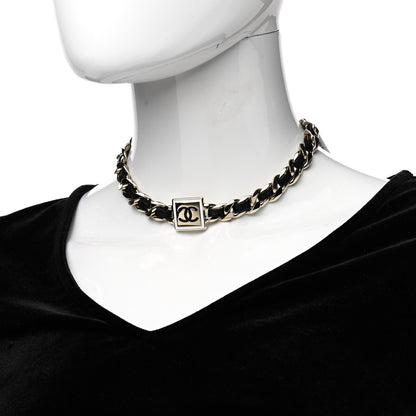 Chanel Metal Lambskin CC Square Choker Gold Black White 2 of 4