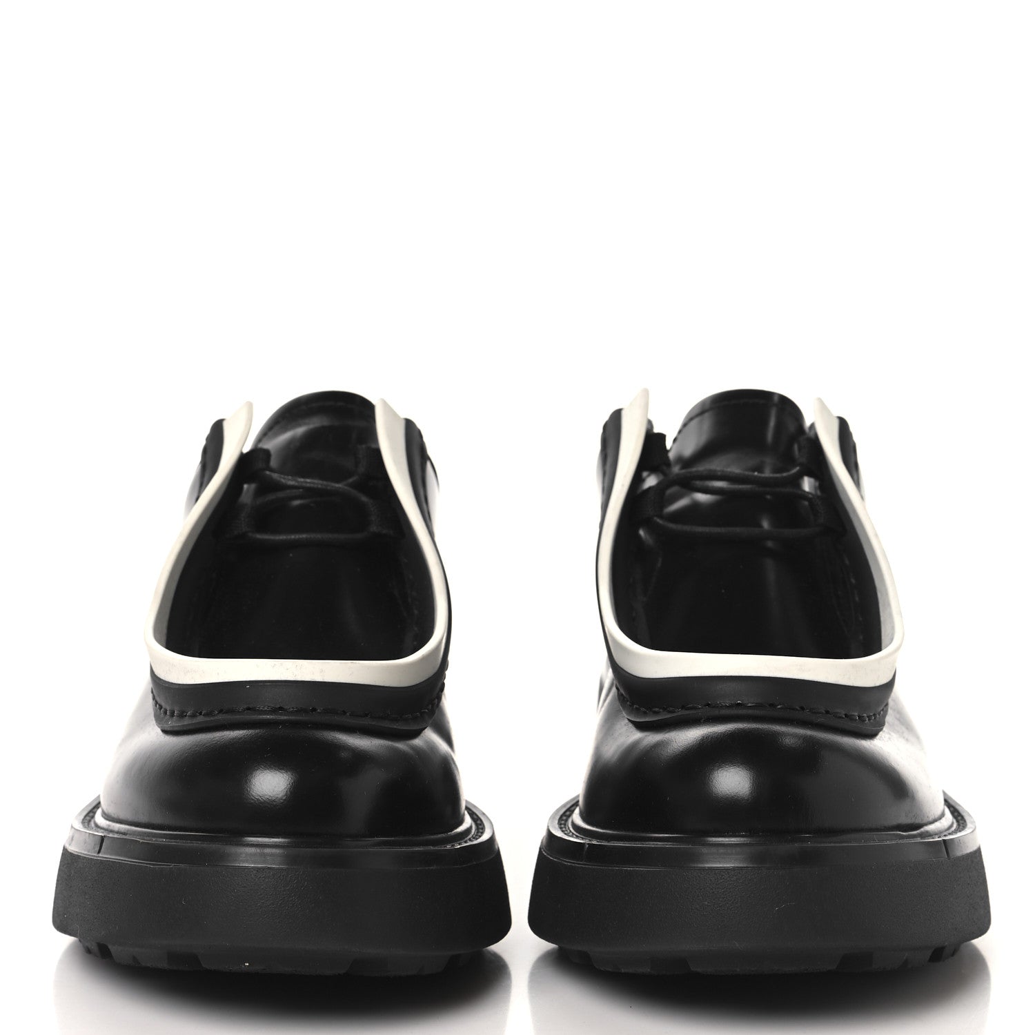 Prada Spazzolato Rois Monolith 55mm Derby Loafers 37.5 Black White 3 of 9