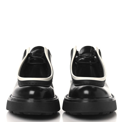 Prada Spazzolato Rois Monolith 55mm Derby Loafers 37.5 Black White 3 of 9