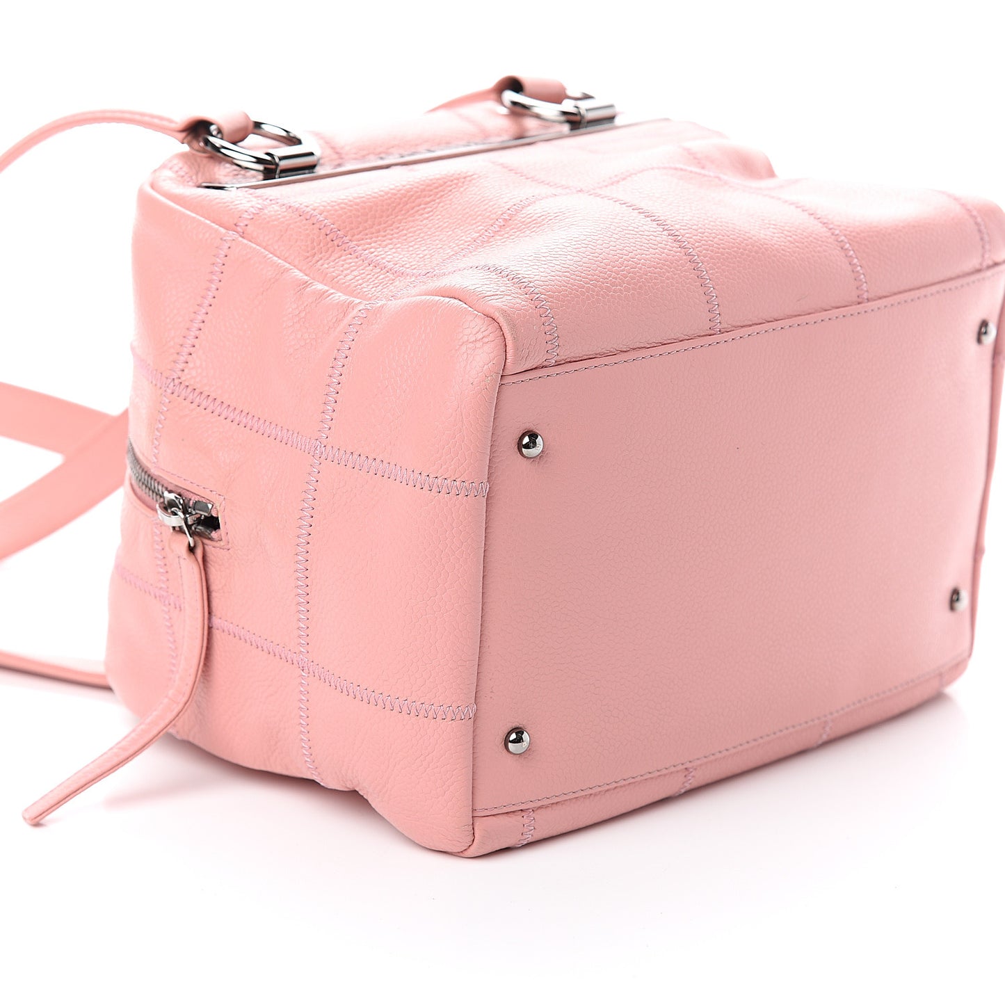 Caviar Square Stitched Bowler Pink