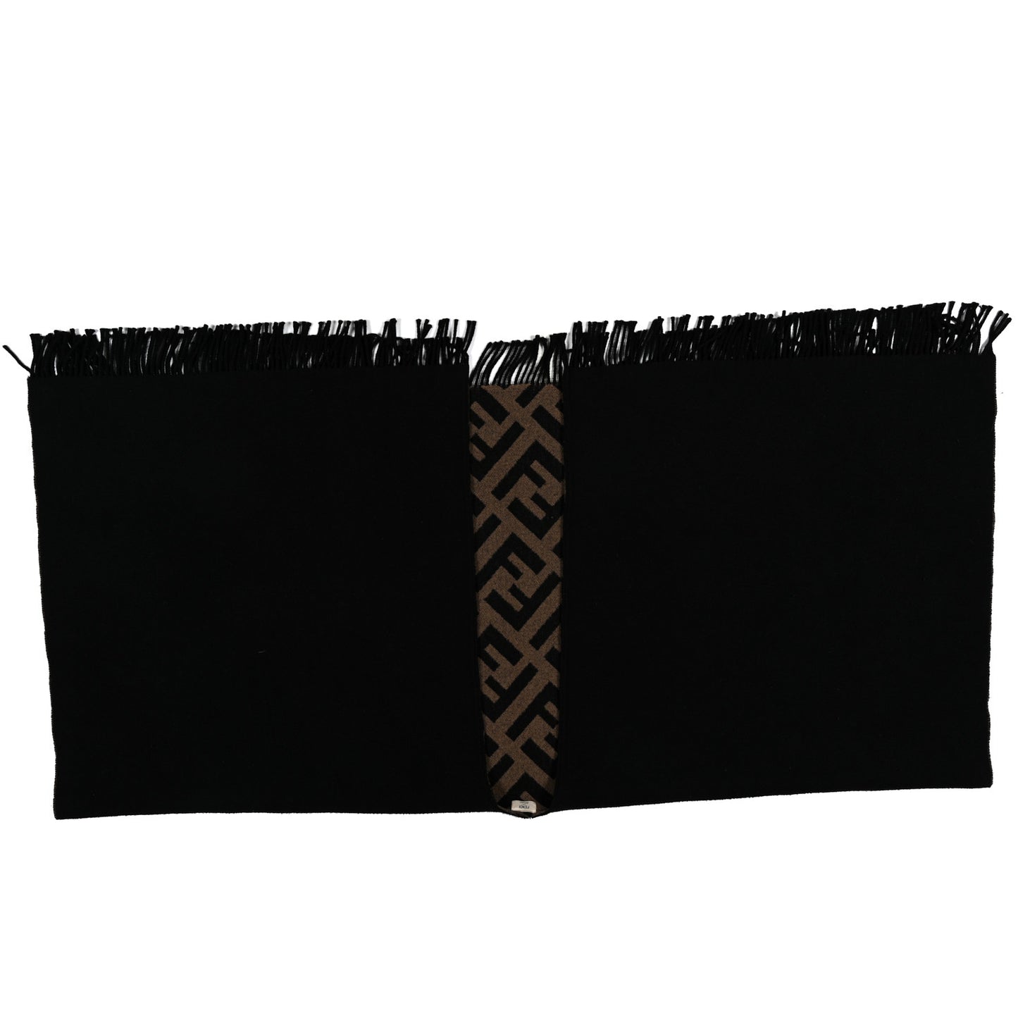 Wool Cashmere FF Print Poncho Tobacco Black