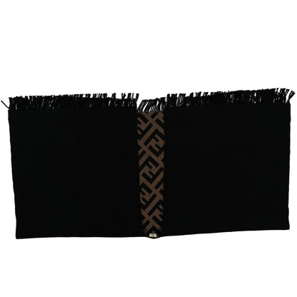Fendi Wool Cashmere FF Print Poncho Tobacco Black 2 of 4