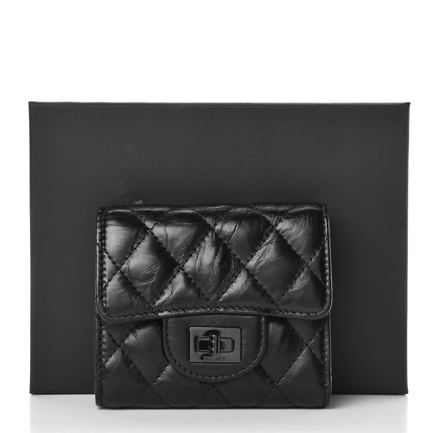 Aged Calfskin Quilted Reissue Compact Wallet So Black