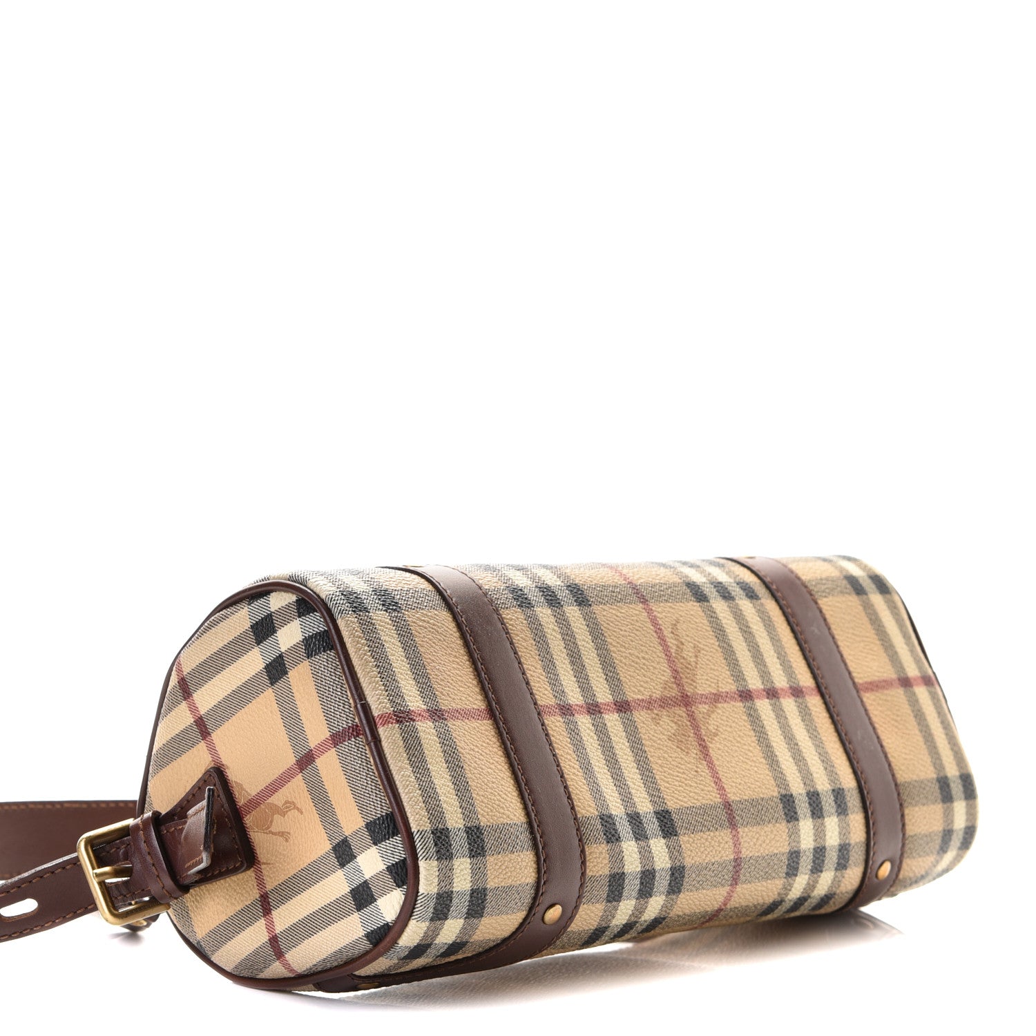 Burberry Haymarket Check Studded Barrel Bag Chocolate 7 of 9