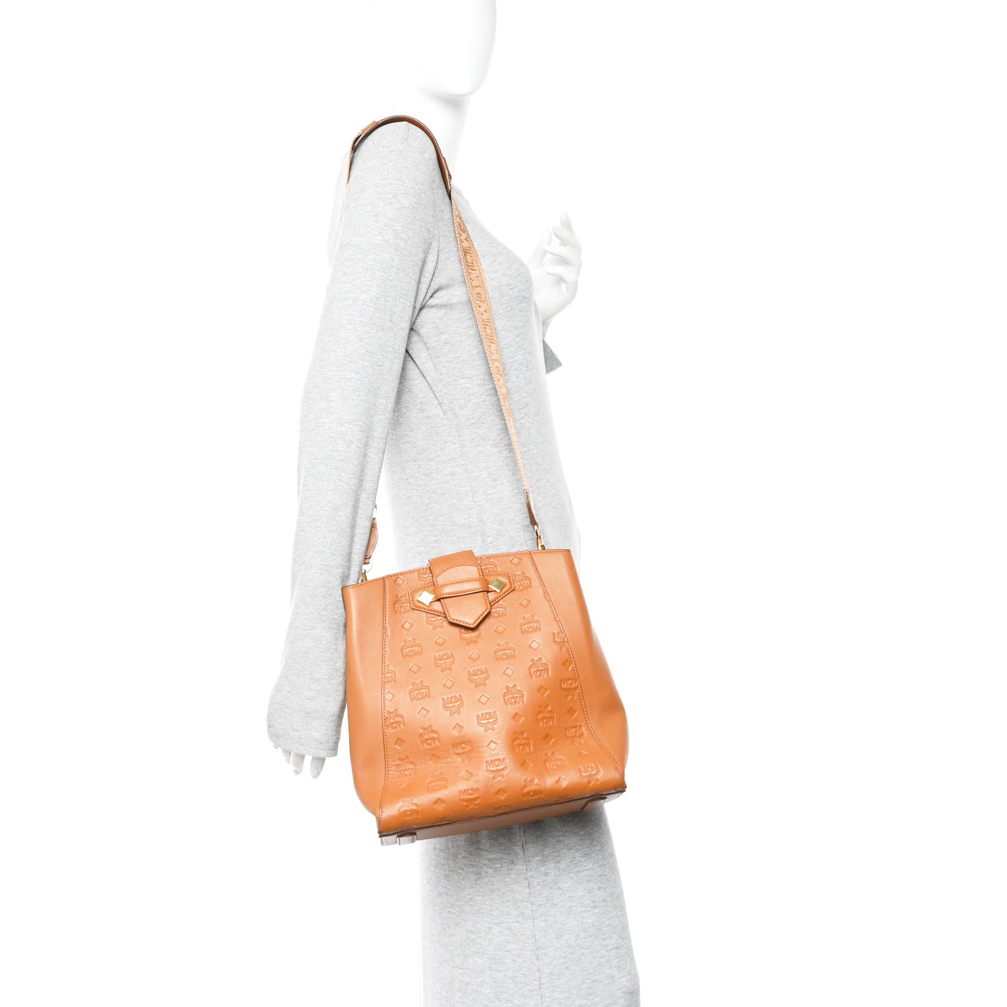 Calfskin Ottomar Monogram Essential Bucket Bag Cognac