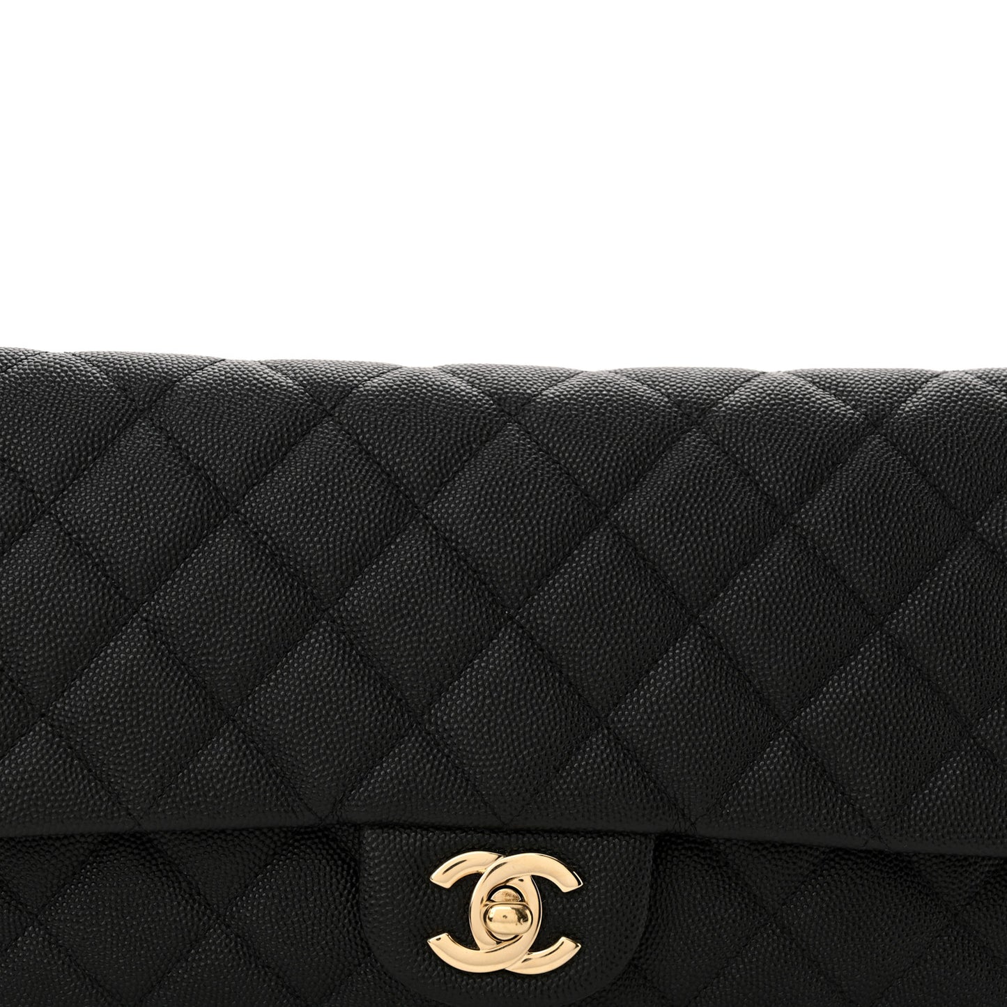 Caviar Quilted Flap Clutch Black