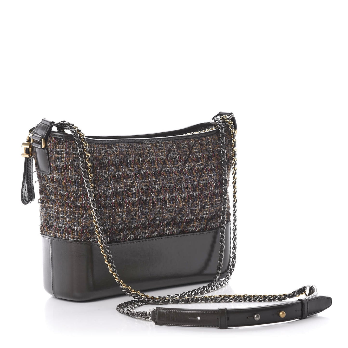 Tweed Calfskin Medium Gabrielle Hobo Brown