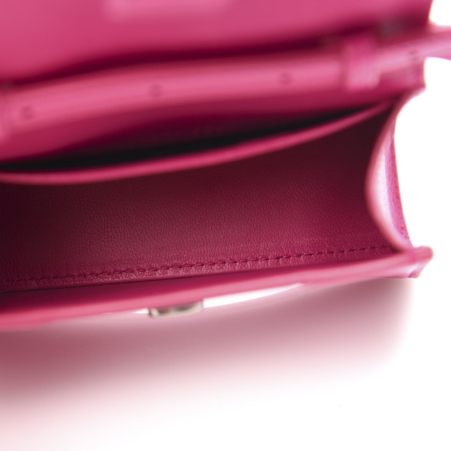 Grained Calfskin Tonal B Hourglass Top Handle Bag Mini Fuchsia