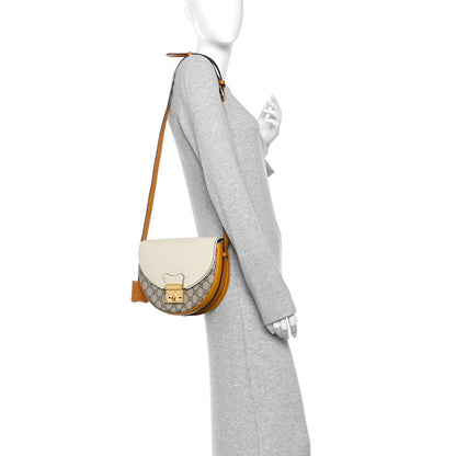 Gucci GG Supreme Monogram Calfskin Small Padlock Messenger Shoulder Bag Beige Mystic White Sun Oil 2 of 10