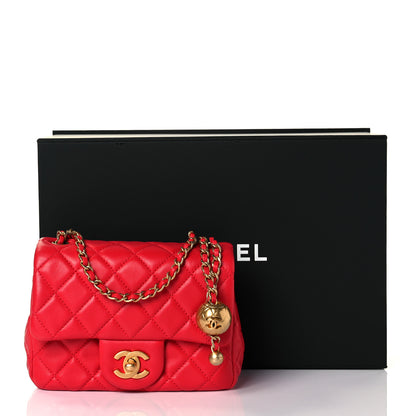 Chanel Lambskin Quilted Mini Pearl Crush Flap Red 9 of 9