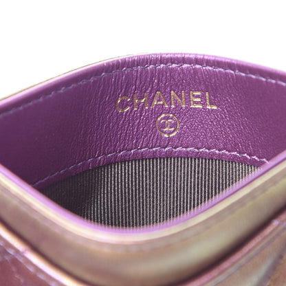Chanel Iridescent Lambskin Quilted Card Holder Purple 6 of 9