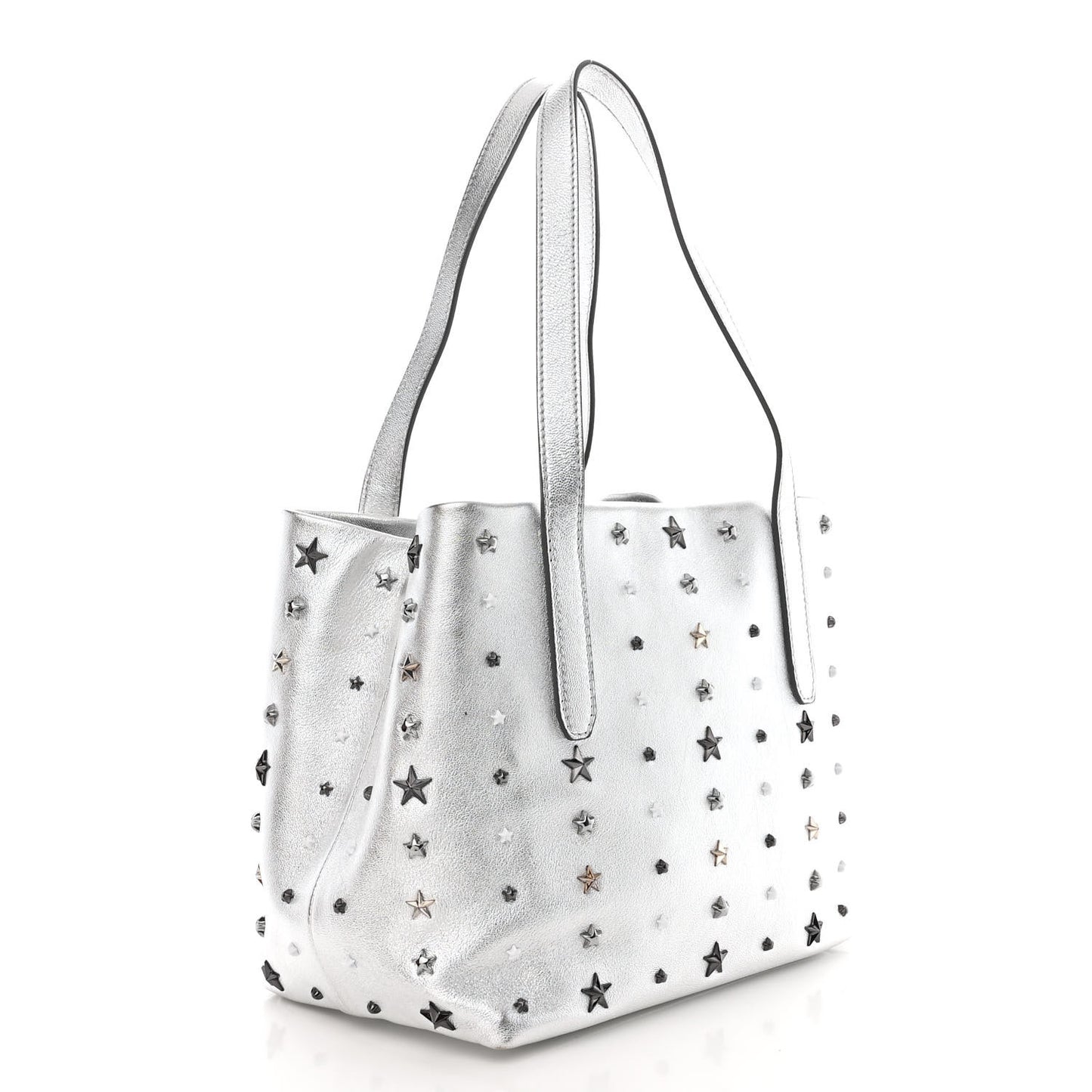 Metallic Nappa Small Star Studded Sofia Tote Silver Mix