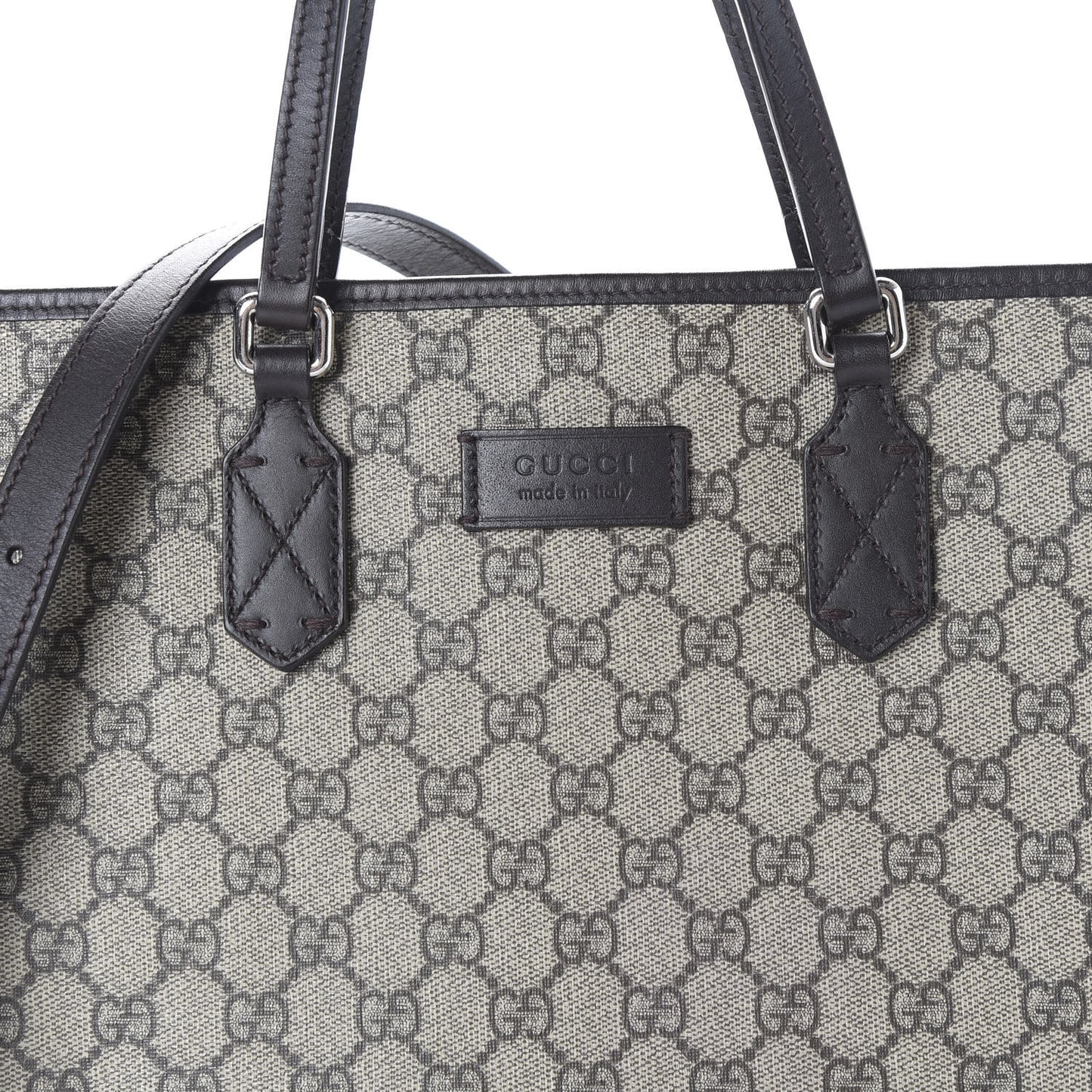 GG Supreme Monogram Medium Zippered Tote Dark Brown