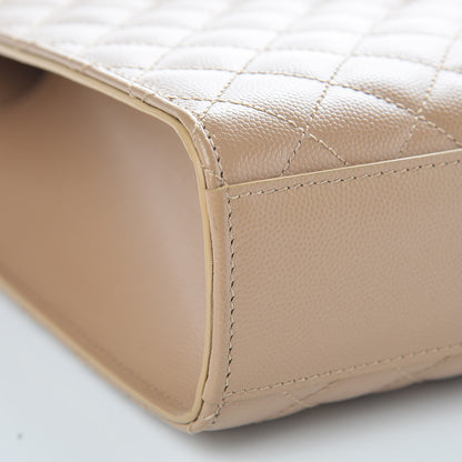 Saint Laurent Grain De Poudre Mixed Matelasse Large Triquilt Monogram Satchel Cork 8 of 11