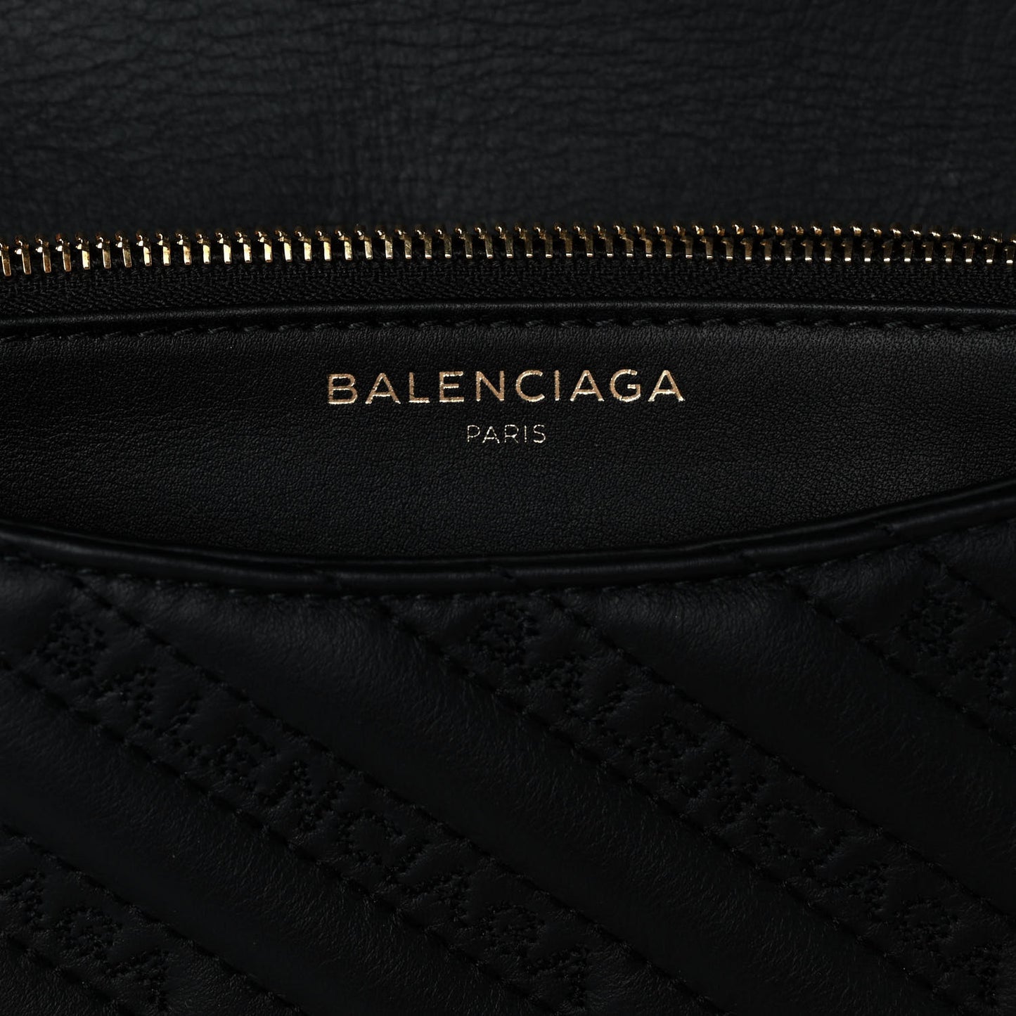 Calfskin Logo Embroidered Shoulder Bag Black