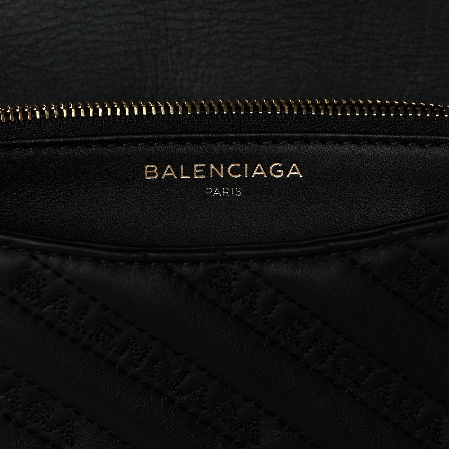 Balenciaga Calfskin Logo Embroidered Shoulder Bag Black 6 of 9