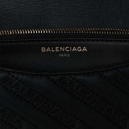 Balenciaga Calfskin Logo Embroidered Shoulder Bag Black 6 of 9