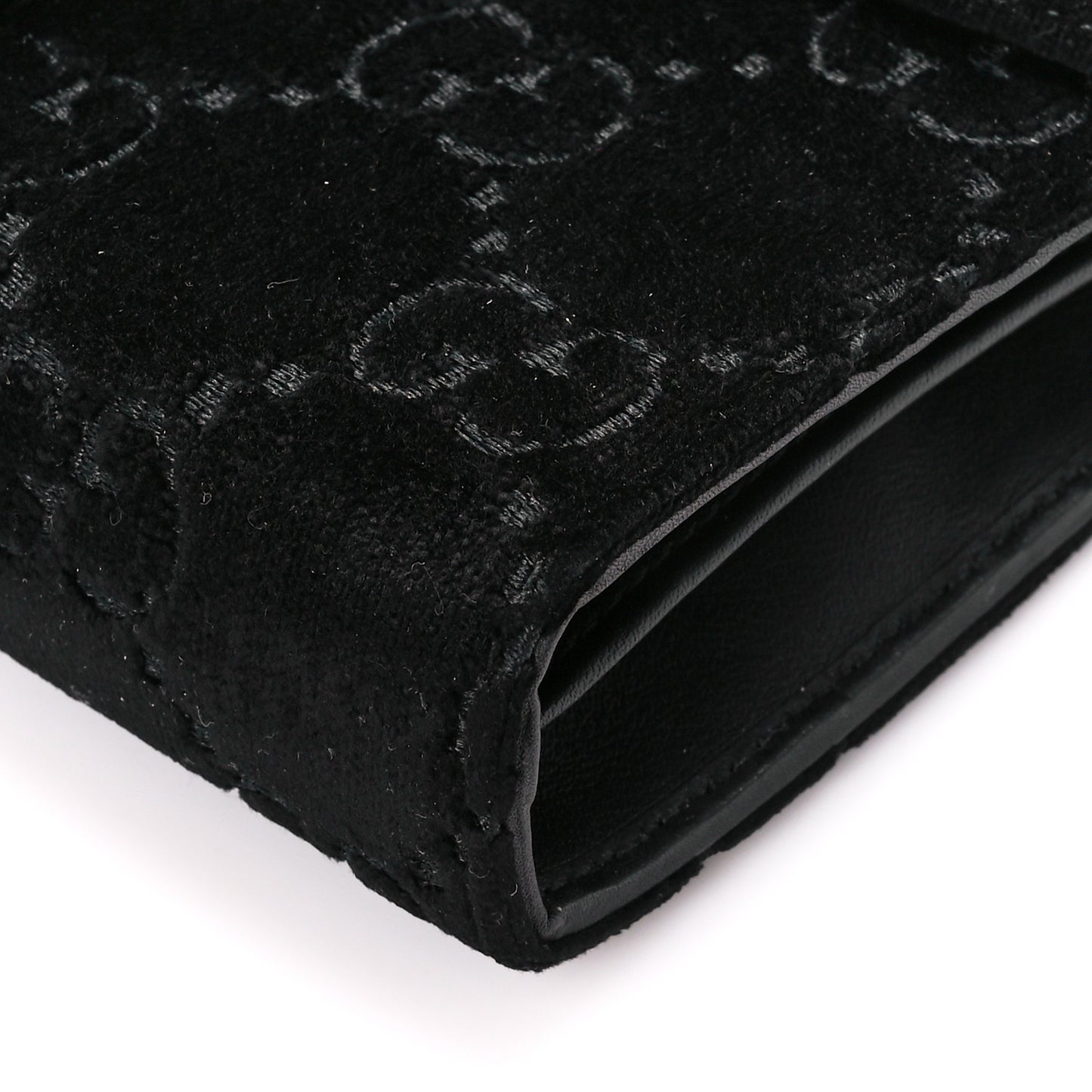 Velvet GG Monogram Mini Dionysus Chain Wallet Black