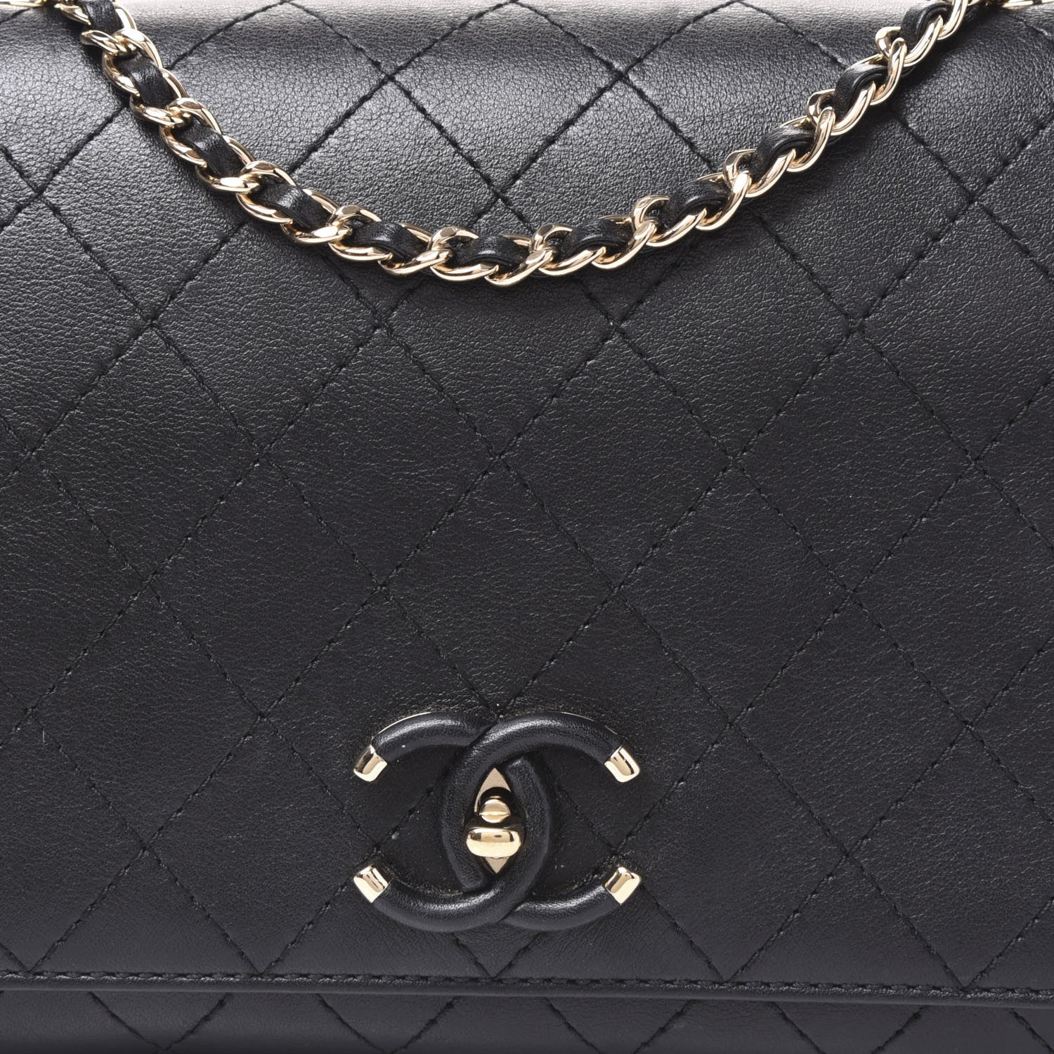 Chanel Calfskin Stitched Medium Covered CC Flap Bag Black 9 of 10