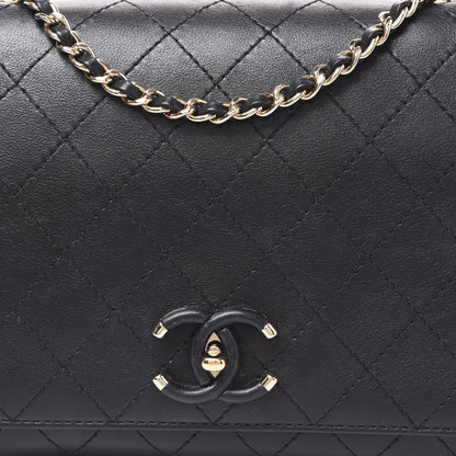 Chanel Calfskin Stitched Medium Covered CC Flap Bag Black 9 of 10