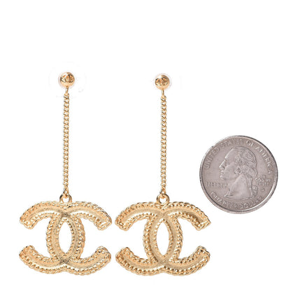 Chanel CC Drop Earrings Matte Gold 2 of 5