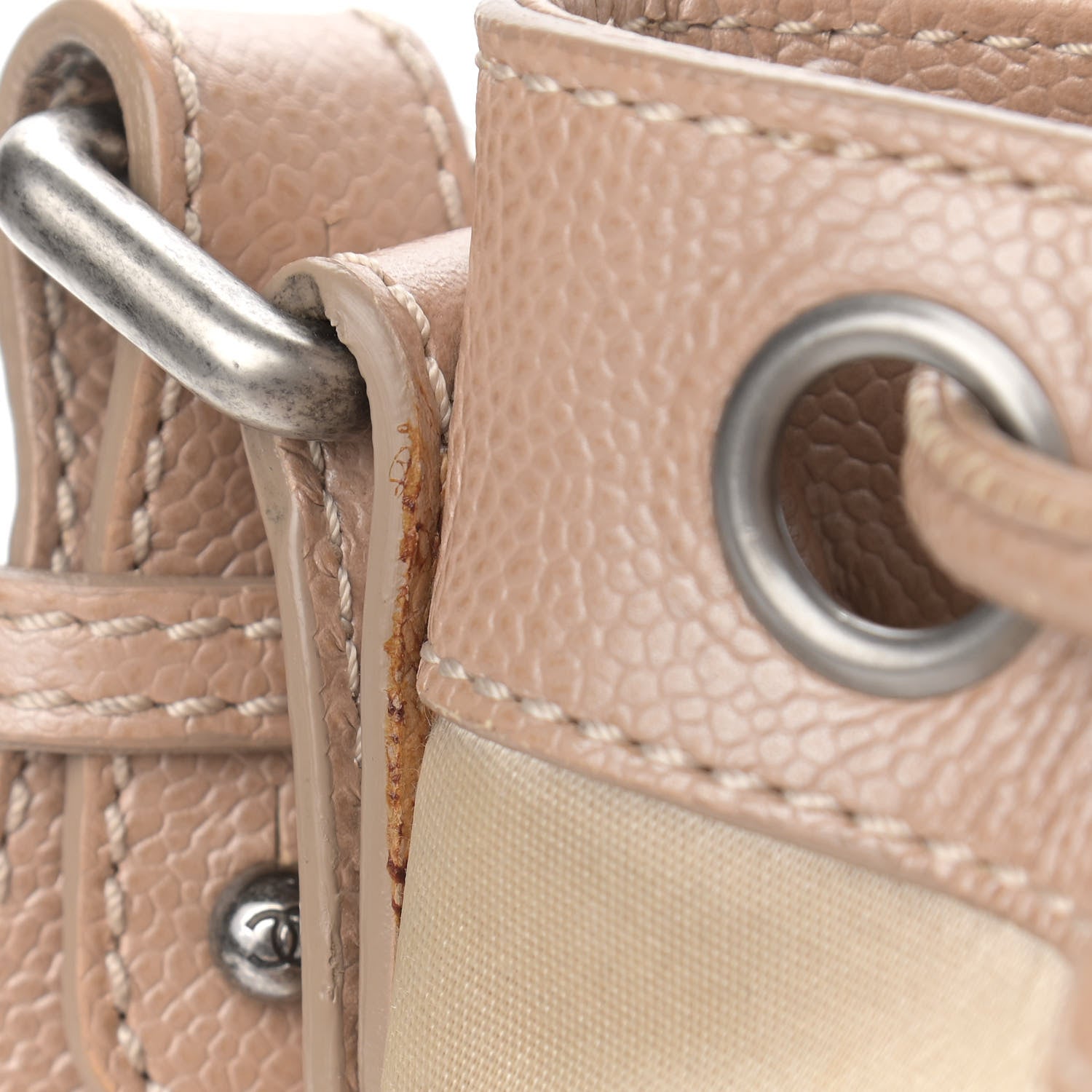 Chanel Satin Caviar CC Drawstring Bag Beige 16 of 17