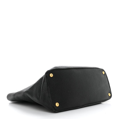Prada Vitello Daino Side Pocket Shoulder Bag Black 4 of 11