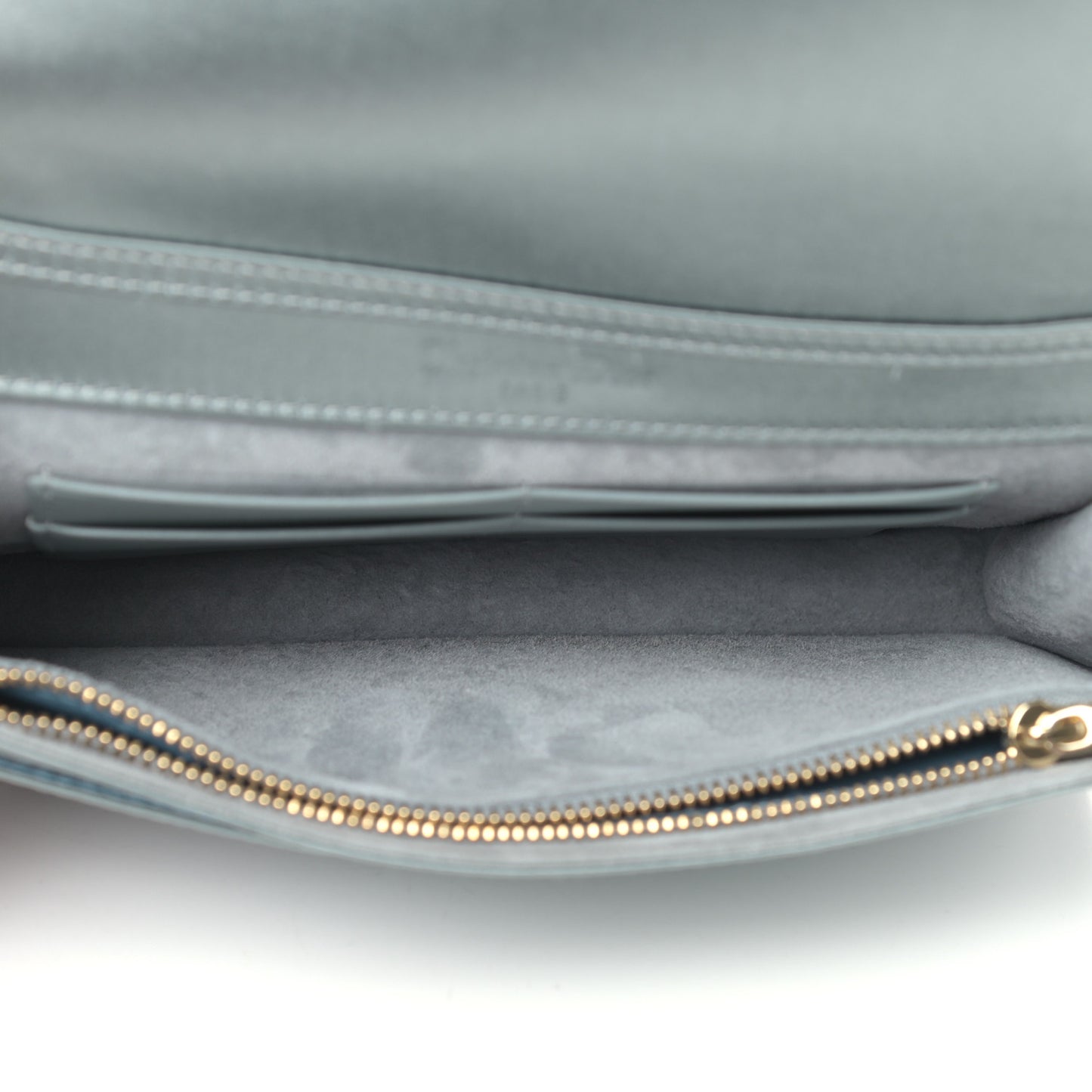 Satin Diorama Wallet on Chain Pouch Blue Gray