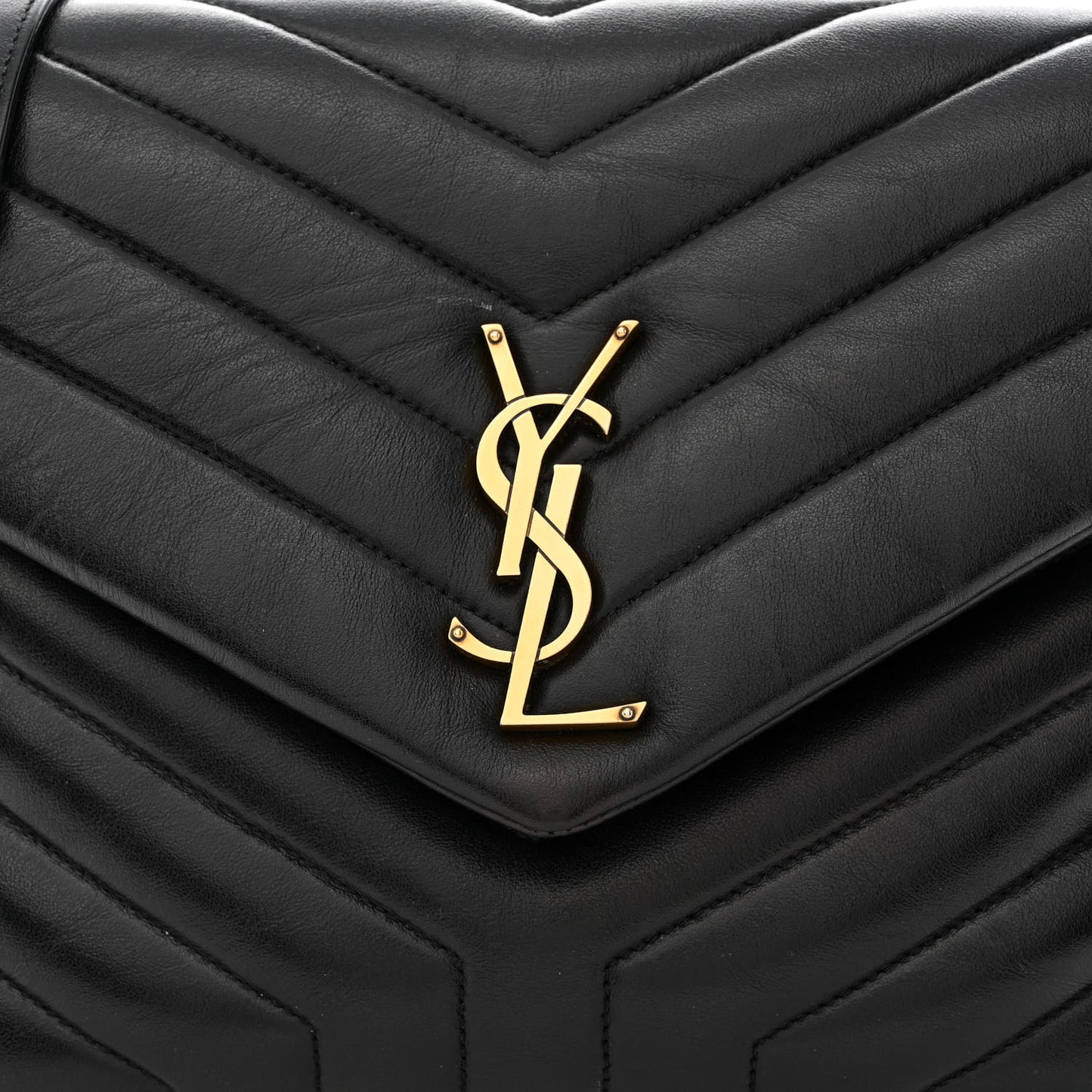 Calfskin Y Quilted Monogram Medium Loulou Chain Satchel Black