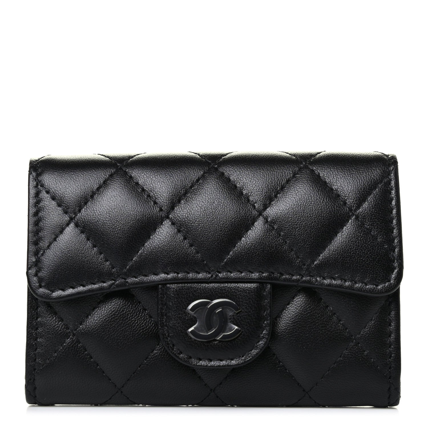 Chanel Lambskin Quilted Flap Card Holder Wallet So Black 1 of 4