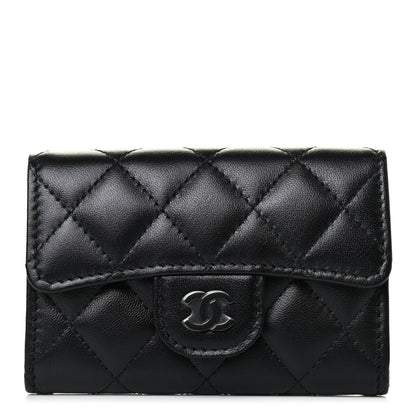 Chanel Lambskin Quilted Flap Card Holder Wallet So Black 1 of 4