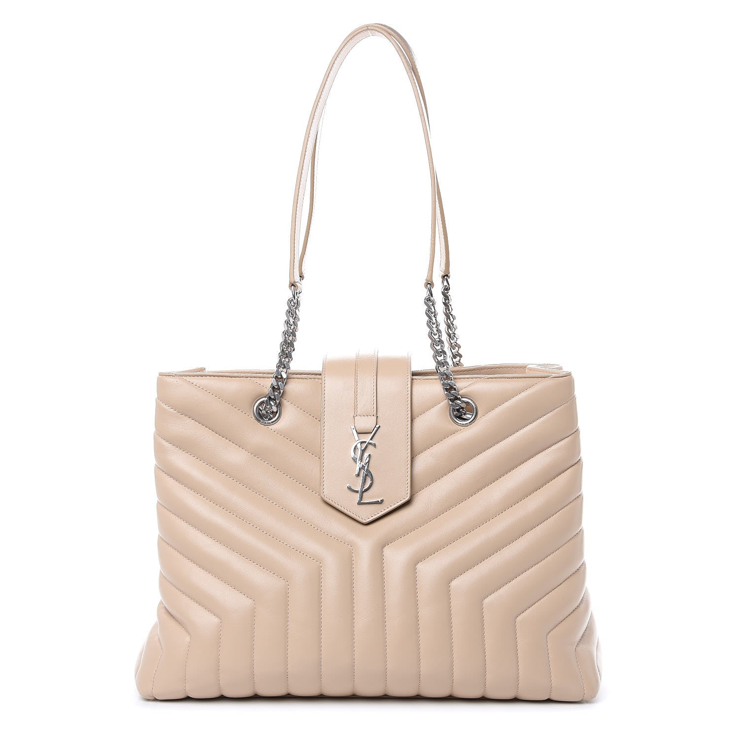 Saint Laurent Calfskin Y Quilted Monogram Large Loulou Shopper Nude Powder 1 of 14