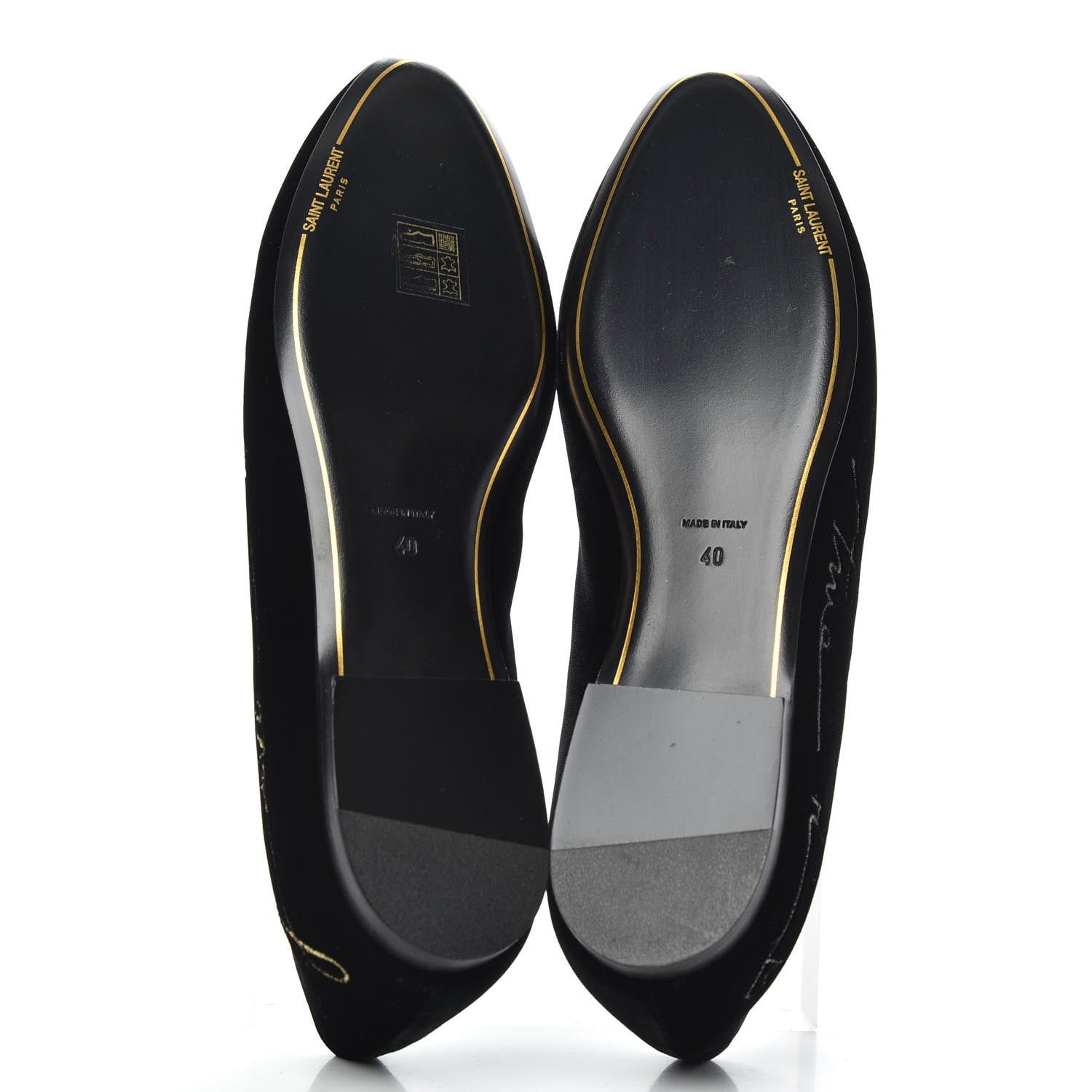 Saint Laurent Velvet Heart Smoking Slipper Flat Loafers 40 Black 5 of 9
