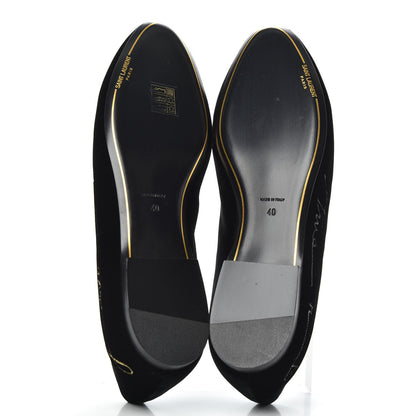 Saint Laurent Velvet Heart Smoking Slipper Flat Loafers 40 Black 5 of 9