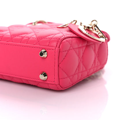 Christian Dior Lambskin Cannage Micro Lady Dior Bright Pink 7 of 8