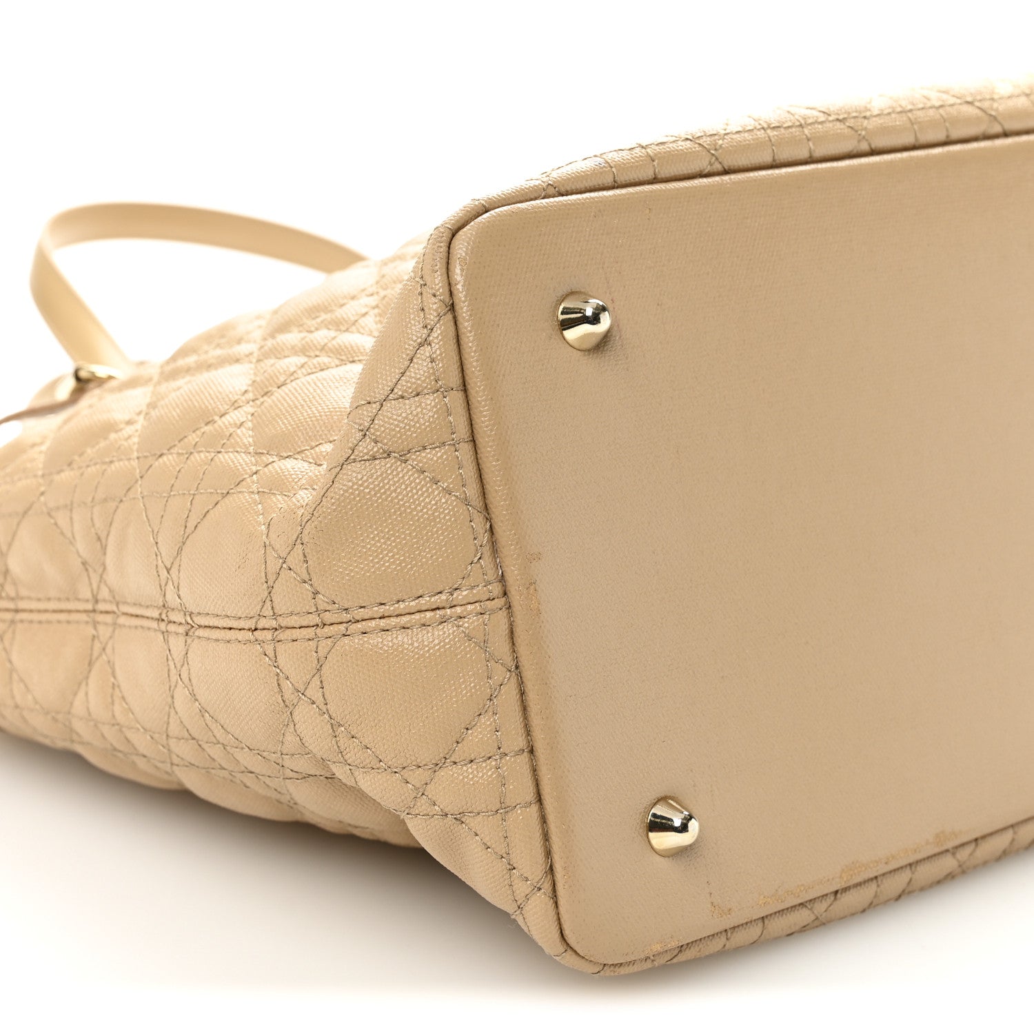 Christian Dior Coated Canvas Cannage Small Panarea Tote Beige 9 of 14