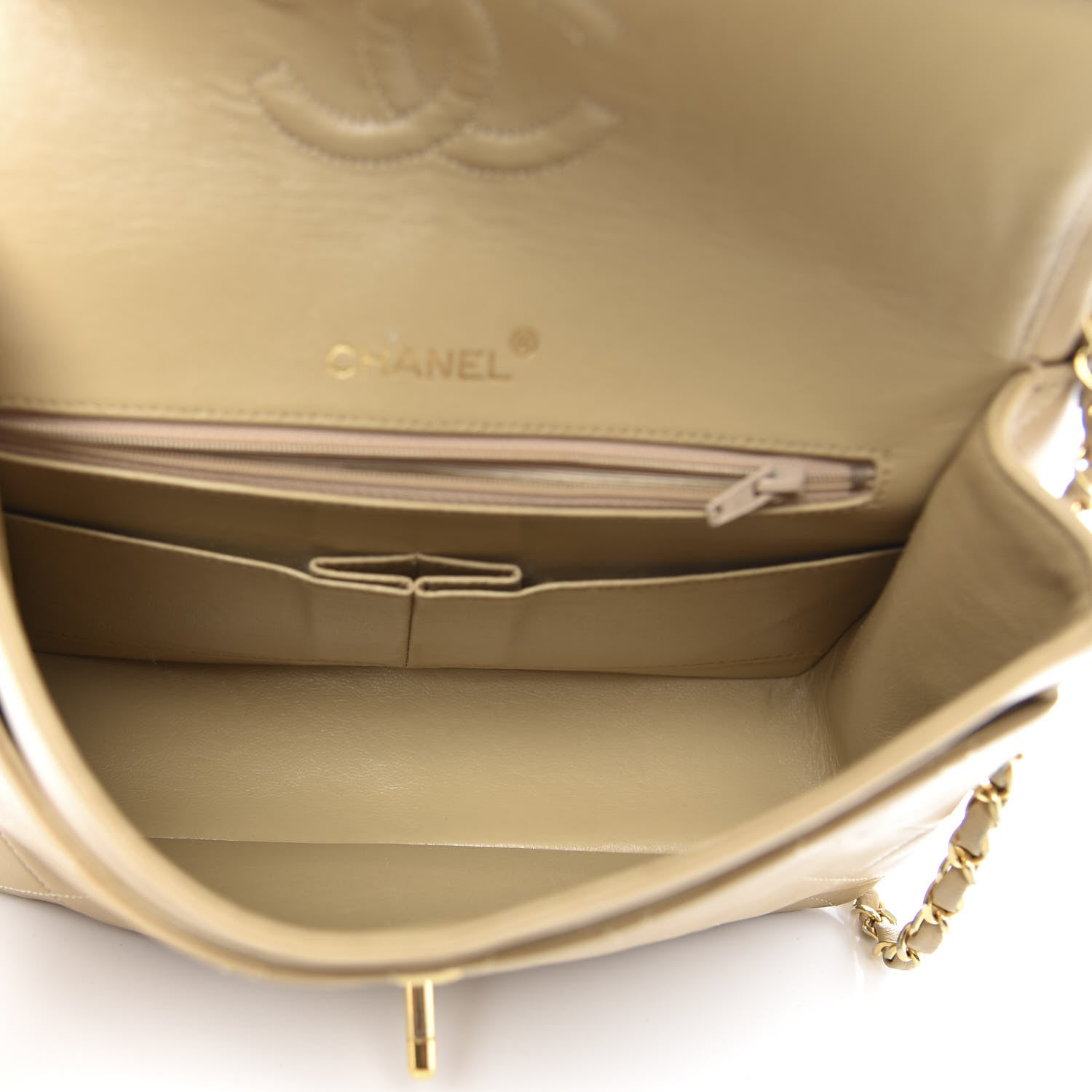 Chanel Lambskin Quilted Medium Double Flap Beige 5 of 14