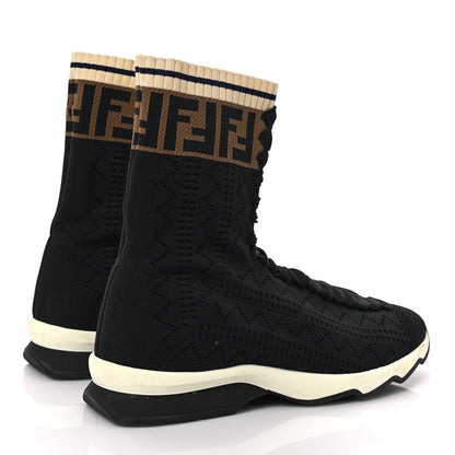 Fendi Stretch Knit Jacquard FF Sock Sneakers 41.5 Black 4 of 7