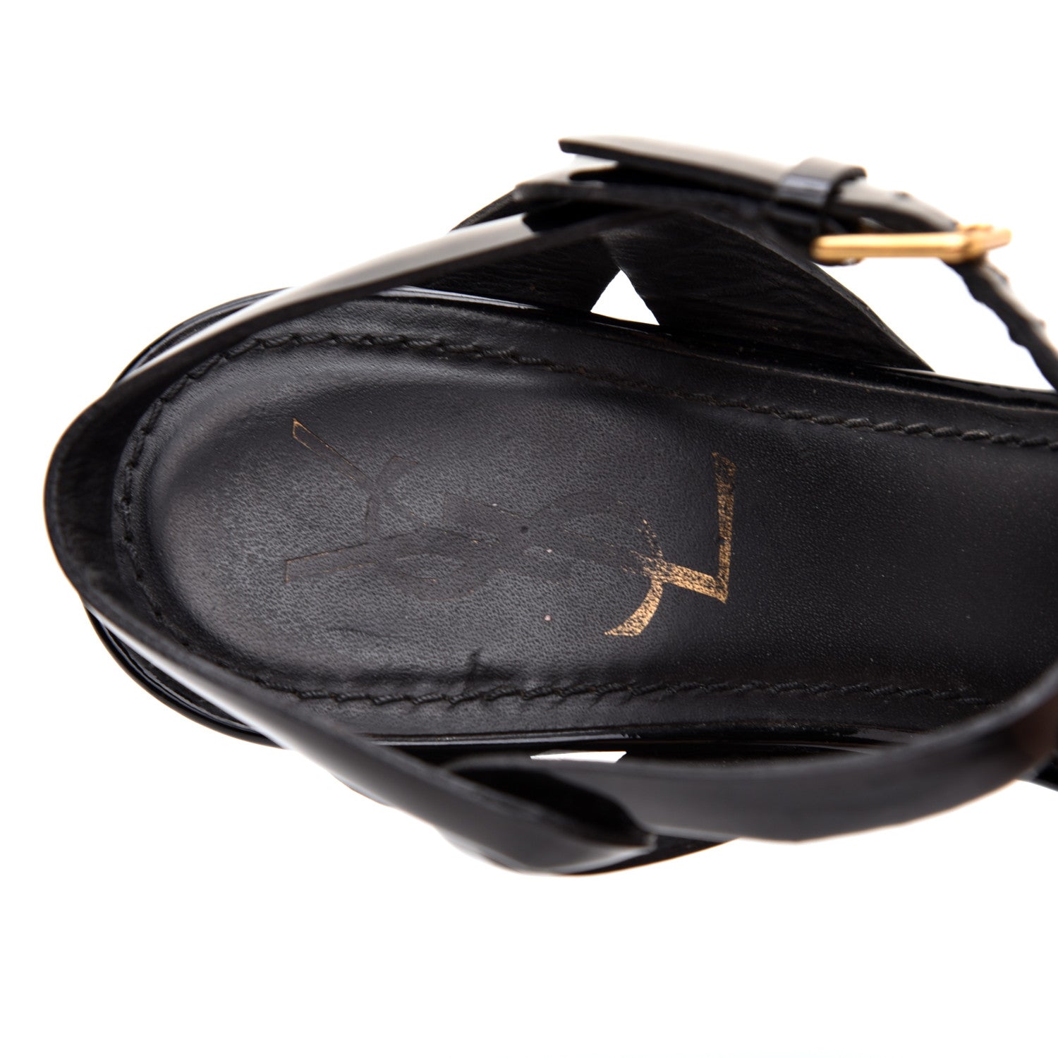 Saint Laurent Patent Tribute 105 Platform Sandals 38 Black 8 of 8