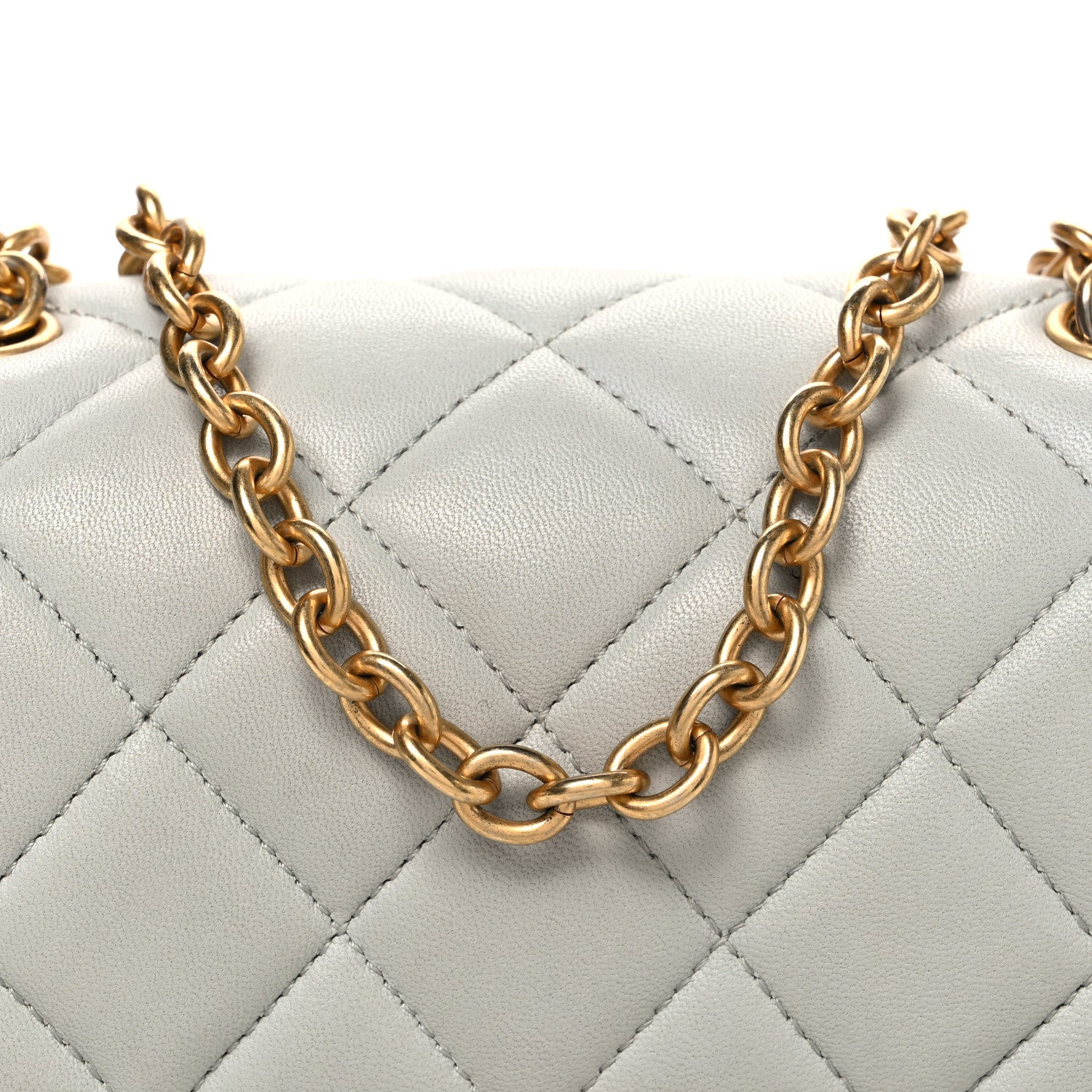 Chanel Lambskin Enamel Pearl Quilted Mini Charm Me Square Flap Light Blue 8 of 10