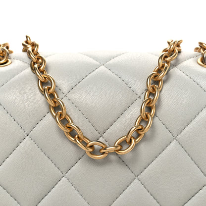 Chanel Lambskin Enamel Pearl Quilted Mini Charm Me Square Flap Light Blue 8 of 10