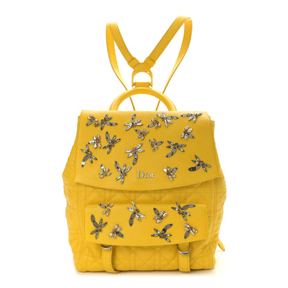 Christian Dior Lambskin Cannage Embroidered Stardust Backpack Yellow 1 of 14