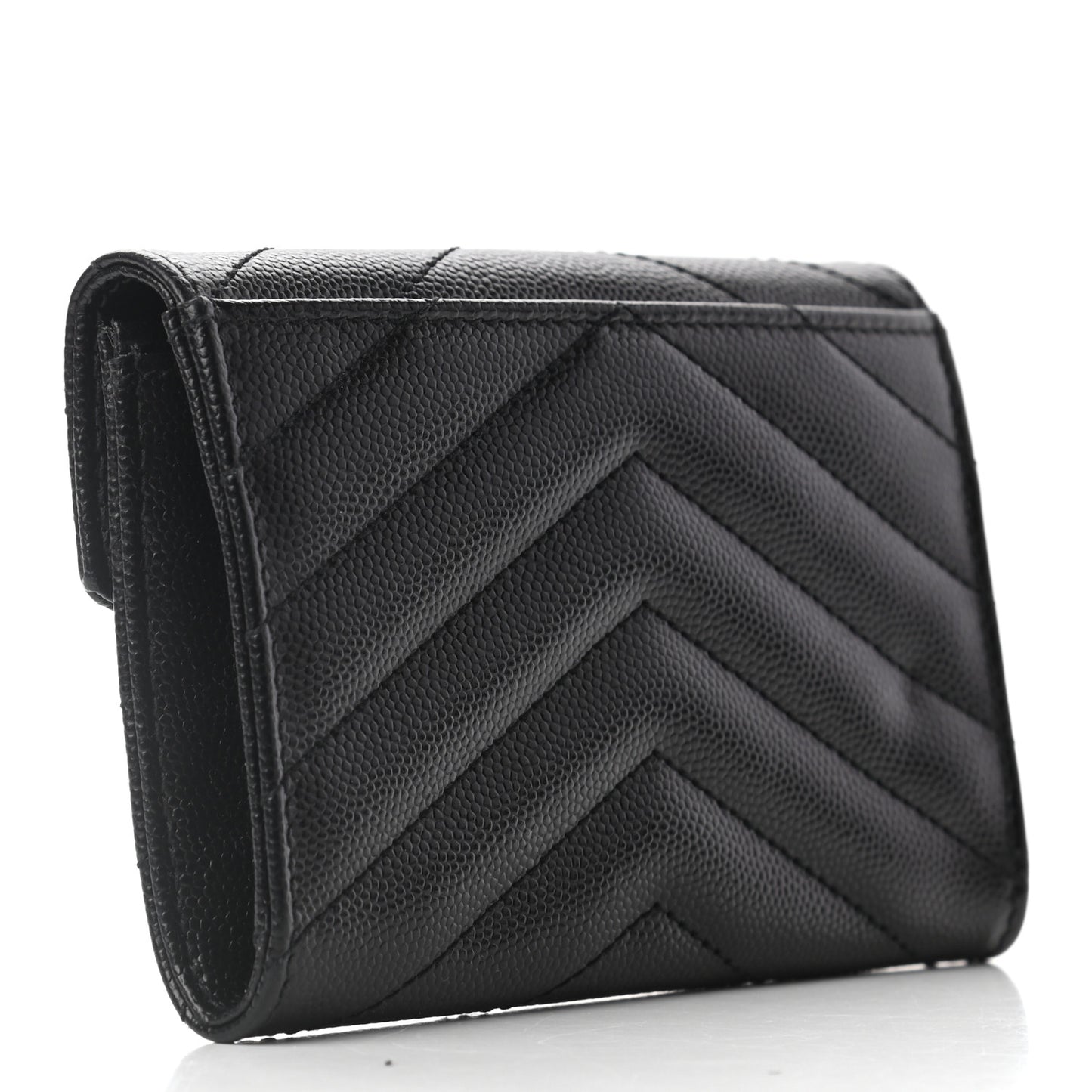 Grain De Poudre Matelasse Chevron Small Monogram Envelope Wallet Black
